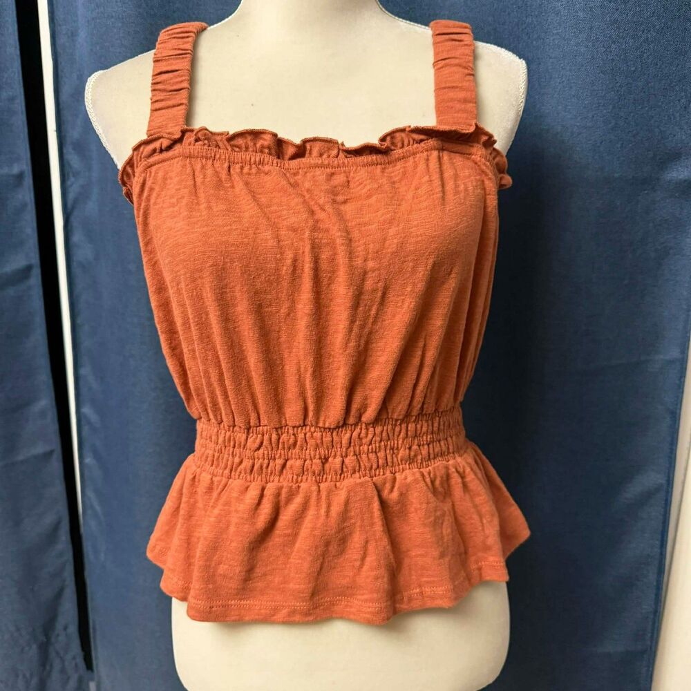 MARINE LAYER Women's Brown Cotton Top Boho Peasant Milkmaid sz. Small
